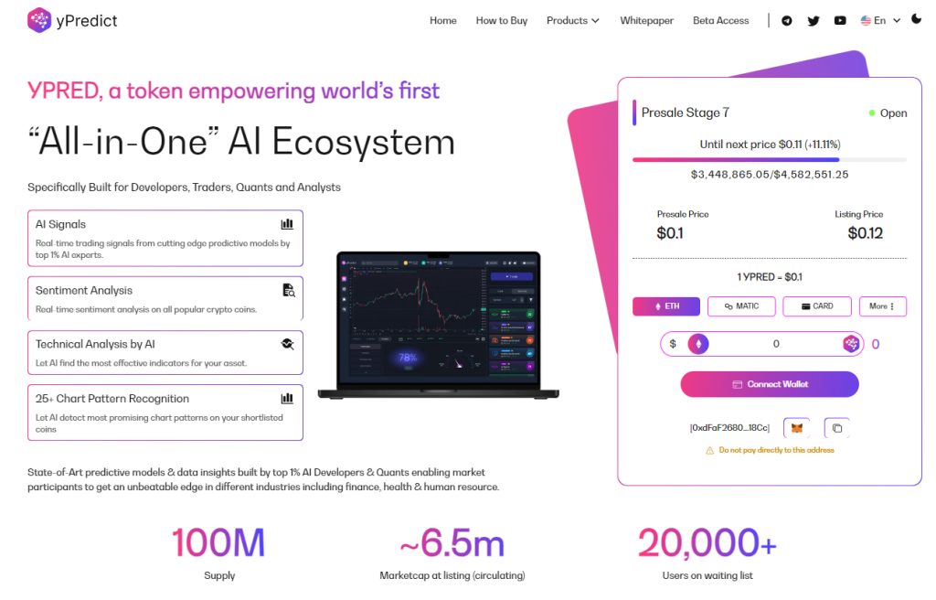AI Crypto Signals Platform yPredict Secures $3.4 Million From Global Investors – How Does it Work?