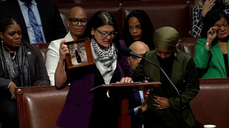 Tlaib tears up on House floor as she defends herself against censure